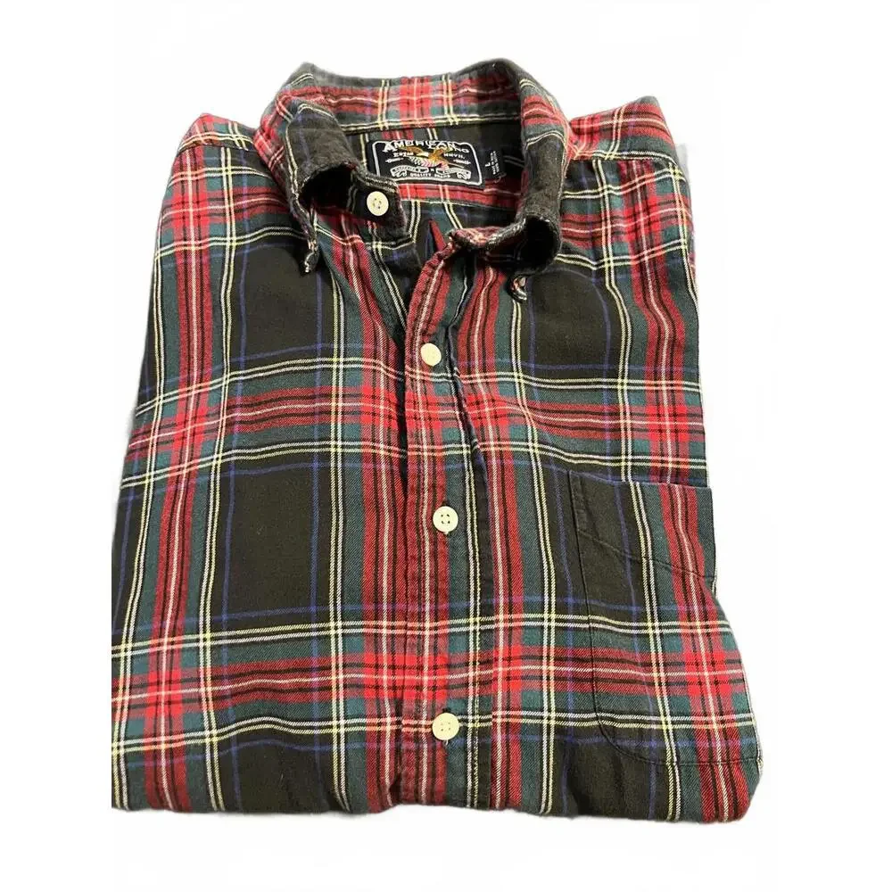 American Living,  Men's Plaid Button-Down Casual Shirt, Size Large
